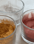 Choix de pigments dorés, rose gold et argent - atelier M'Nonga Montréal