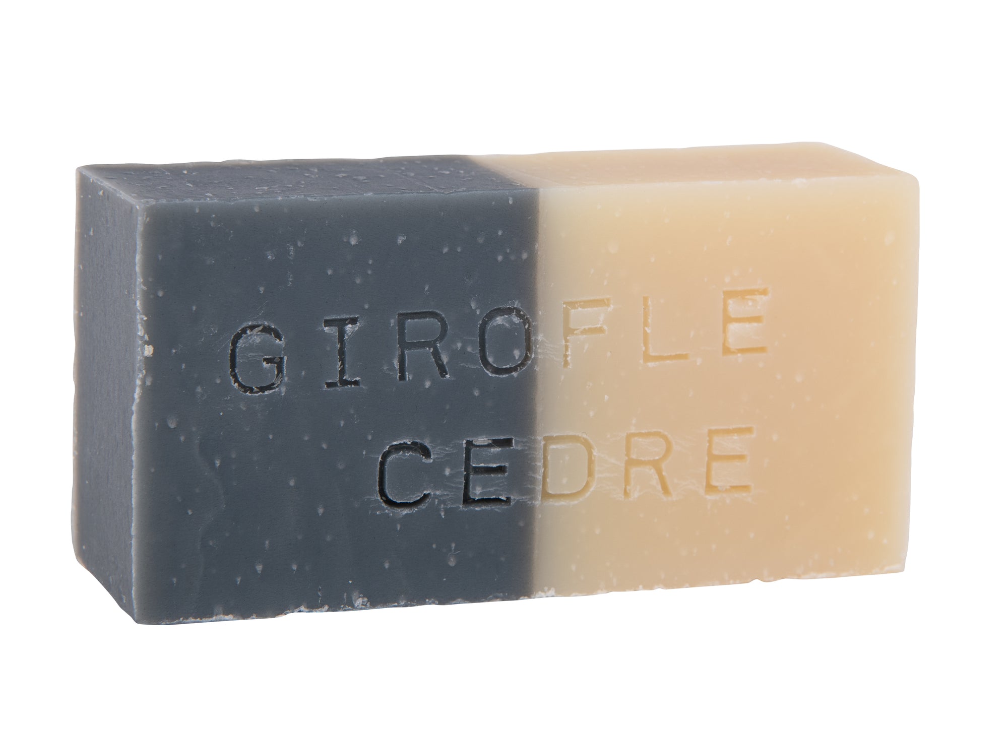 Savon corps visage 90 g.  Forme rectangulaire bicolor étagé noir et blanc. charbon activé. Huiles essentielles de cèdre et de girofle. Surgras à 8%.  Notre savon convient à tous les types de peau et constitue le choix idéal pour une utilisation quotidienne afin d'obtenir une peau lisse et éclatante.