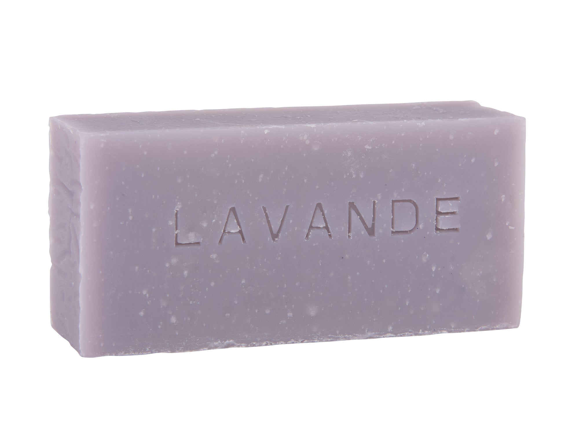 Savon corps visage 90 g.  Forme rectangulaire unicolor violet pâle. Huile essentielle lavande. Surgras à 8%.  Notre savon convient à tous les types de peau et constitue le choix idéal pour une utilisation quotidienne afin d&#39;obtenir une peau lisse et éclatante.