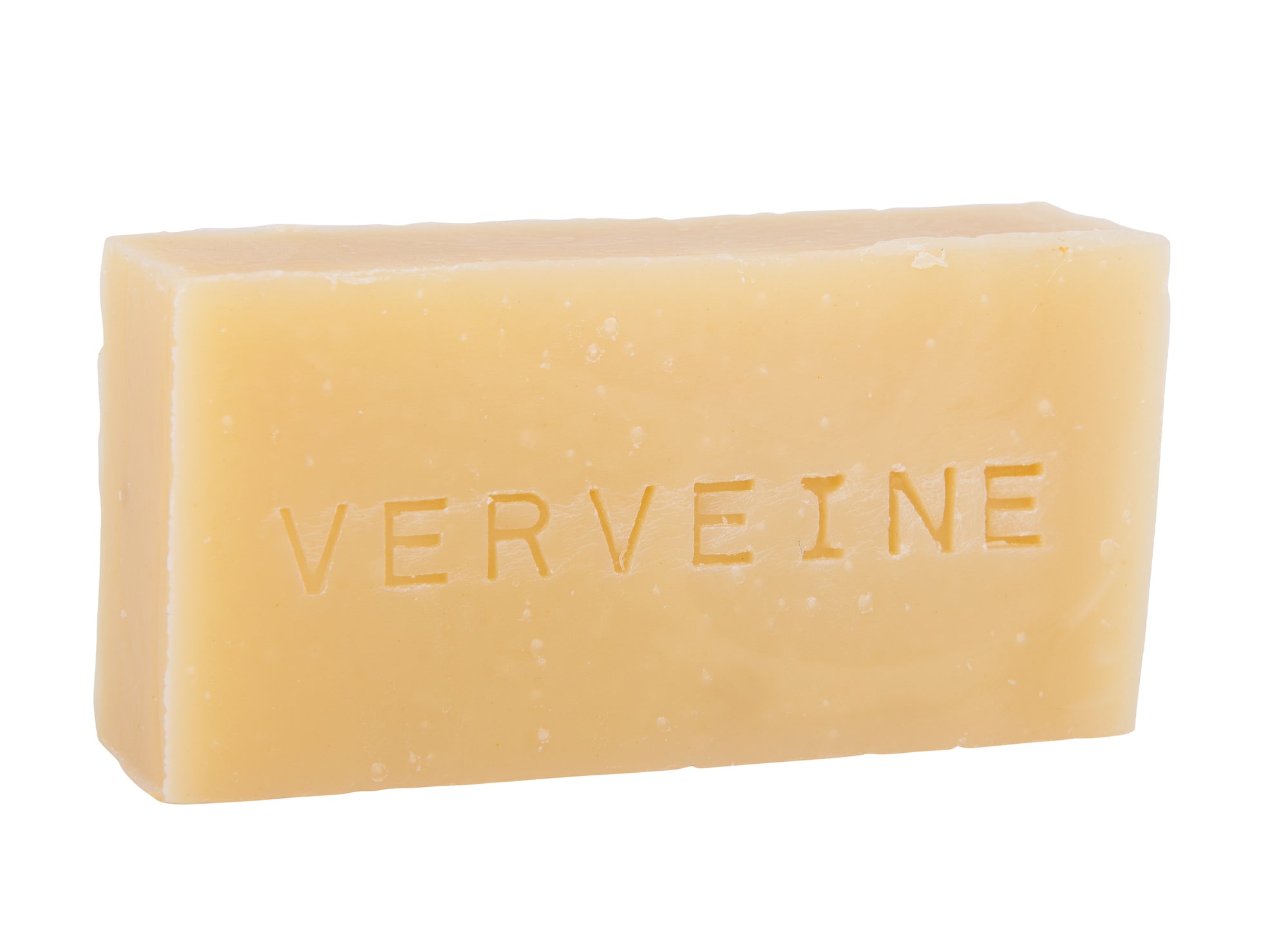 Savon corps visage 90 g.  Forme rectangulaire unicolor jaune. Huile essentielle de verveine. Contient quelques grains de pavot. Surgras à 8%.  Notre savon convient à tous les types de peau et constitue le choix idéal pour une utilisation quotidienne afin d'obtenir une peau lisse et éclatante.